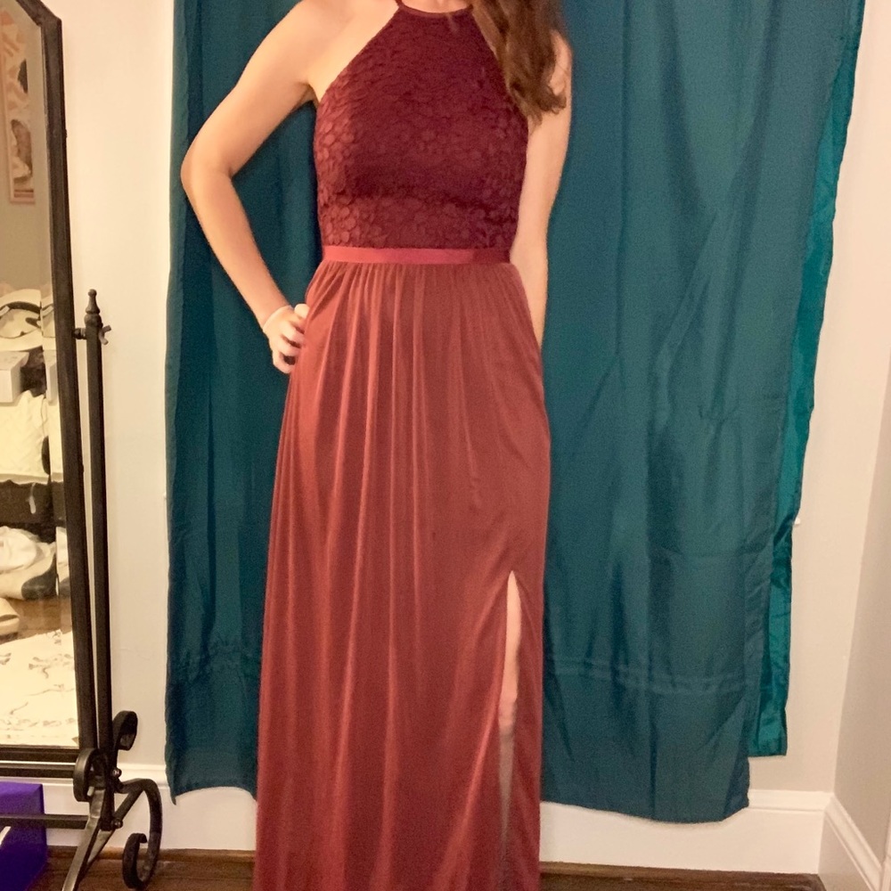 David’s Bridal Wine Maroon/Burgundy Bridesmaid 4